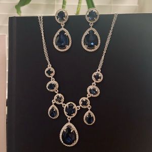 Gemma Layne Dark Blue & Silver Necklace & Earrings